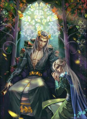 Venlian - Thranduil with his son Legolas.jpg